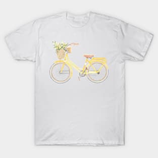 Yellow Bicycle Watercolour Painting T-Shirt